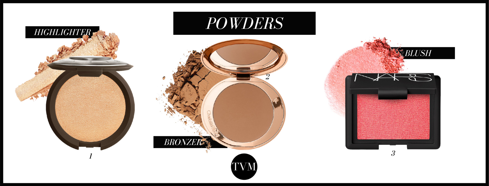 At this stage, we need to add some color and dimension to our faces! For that, you will need to have some magic powders like these! A bronzer will help you sculpt and define. Definitely a must! By adding a blush, you will appear a lot more healthy and balanced! In 2021 it is something you should not neglect! Last but not least, to finish your face makeup, we recommend you add a highlighter to bring back all the glow that we FOR SURE need!