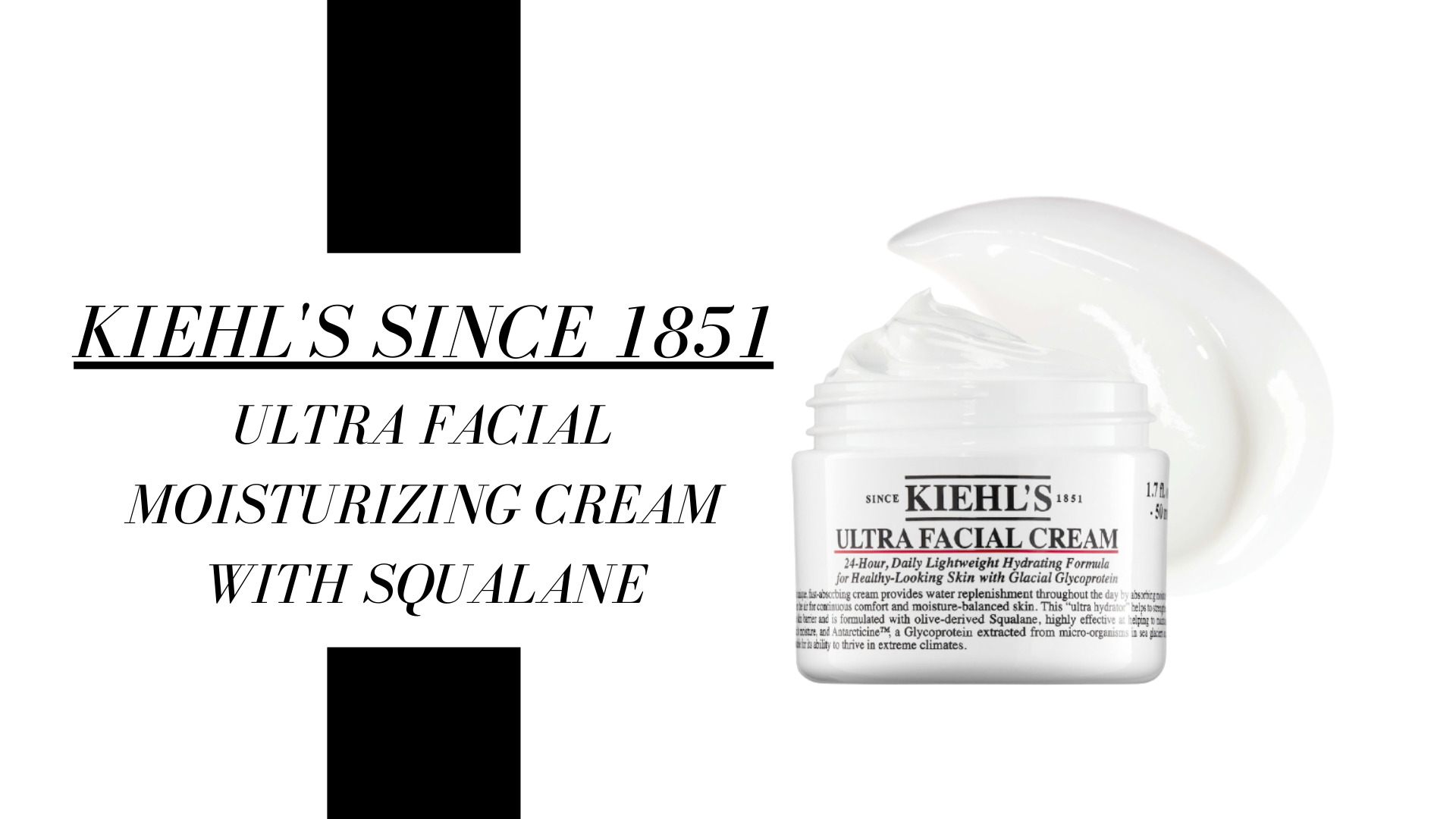 Last but not least, we present you the this Kiehl's moisturizer! We love this line that Kiehl's has - The cleanser is also really nice. This product is a fragrance-free moisturizing cream formulated with squalane that provides up to 24 hours of ultra-lightweight hydration.